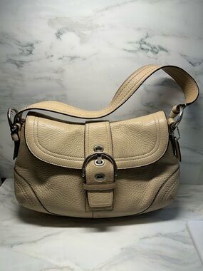 Coach Pebbled Leather Shoulder Bag in Tan